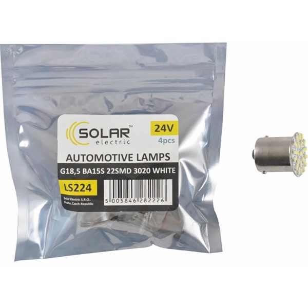 Фото - Автолампа Solar LED 24V G18.5 BA15s 22smd 3020 white 4 шт. (LS224_P)