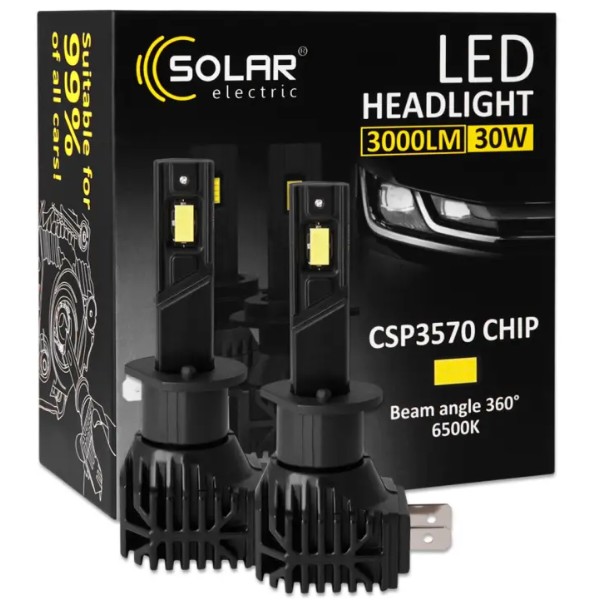 Фото - Автолампа Solar H1 12V 30W 3000Lm 6500K CSP3570 2 шт. (8401S2)