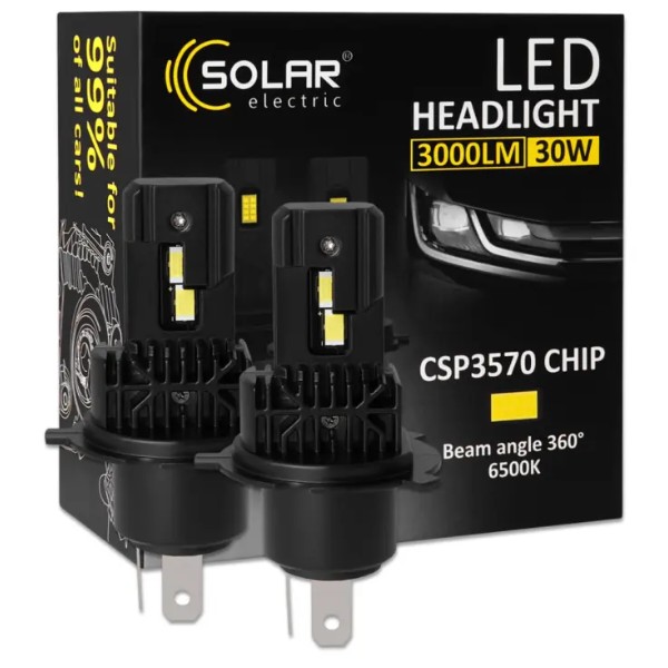 Фото - Автолампа Solar H4 12/24V 30W 3000Lm 6500K CSP3570 2 шт. (8404S2) Фото - Автолампа Solar H4 12/24V 30W 3000Lm 6500K CSP3570 2 шт. (8404S2)