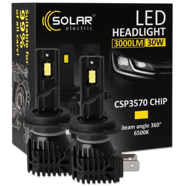 Фото - Автолампа Solar H7 12V 30W 3000Lm 6500K CSP3570 2 шт. (8407S2)