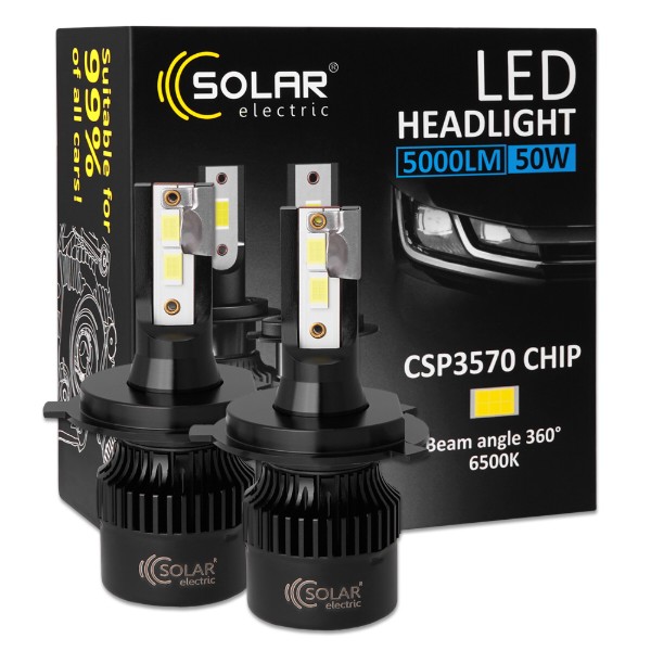 Фото - Автолампа Solar H4 12/24V 50W 5000Lm 6500K CSP3570 2 шт. (8504S2)