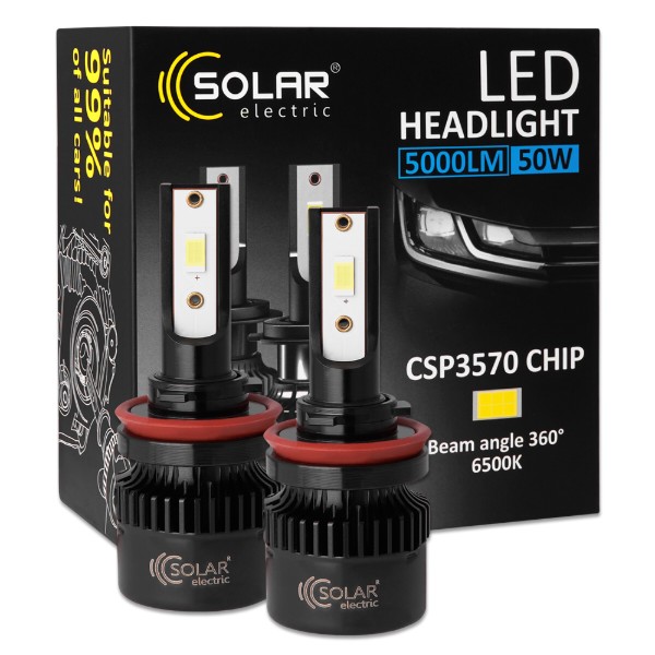 Фото - Автолампа Solar H8-H11-H16 12/24V 50W 5000Lm 6500K CSP3570 2 шт. (8511S2)