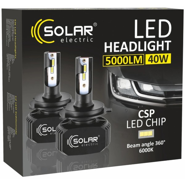 Фото - Автолампа Solar H4 LED 12/24V 40W 5000Lm 6000K CSP1860 2шт. (8204)