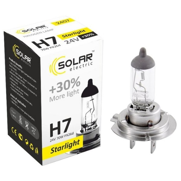 Фото - Автолампа Solar H7 24V 70W PX26d (2407)