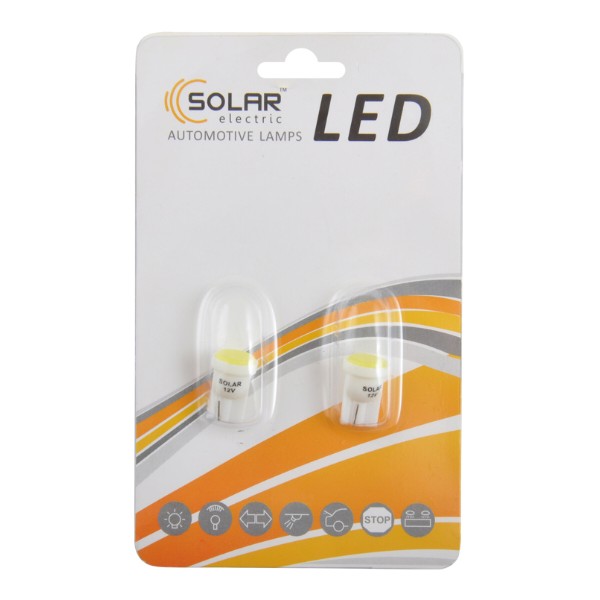 Фото - Автолампа Solar LED 12V T10 W2.1x9.5d 1COB 48LM white 2 шт. (LC331_B2)