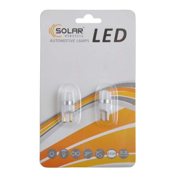 Фото - Автолампа Solar LED 12V T10 W2.1x9.5d SMD 3030 92lm white 2 шт. (LS293_B2)