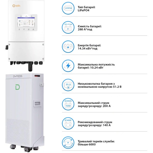 Фото - Система хранения энергии Solis SV-1SL8K1-SV14.3K1-1 (1ф, 8kW, 51.2V, 280 Ah, LiFePO4)