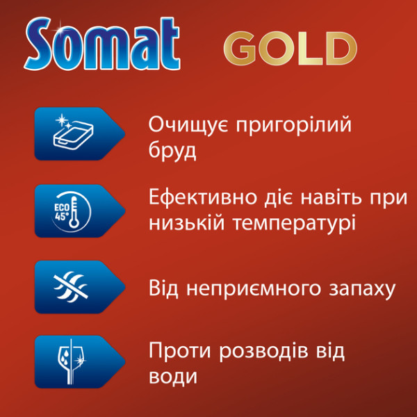 Фото - Таблетка для посудомийної машини Somat Голд 34 табл. (9000101808209)