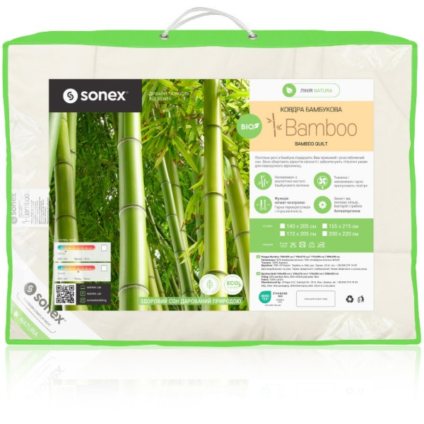 Фото - Одеяло летнее полуторное Sonex 140x205 бамбуковое волокно Bamboo 200 г/м2 (SO102158)