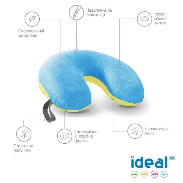 Фото - Подушка дорожня Sonex Ideal Limited Edition 30x35х10 см Жовто-блакитна (SO102060)