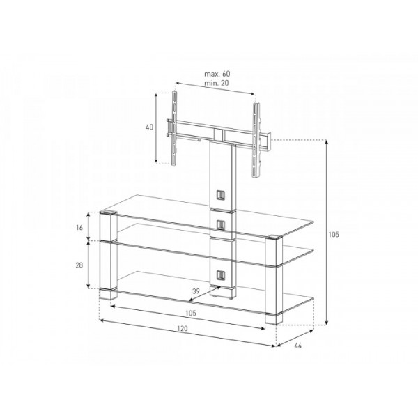 Фото - Тумба для телевізора Sonorous PL 2430-B-INX