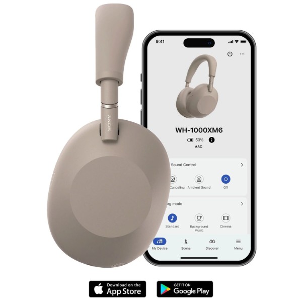 Фото - Навушники повнорозмірні бездротові Sony WH-1000XM6 Sandstone (WH1000XM6T.E)