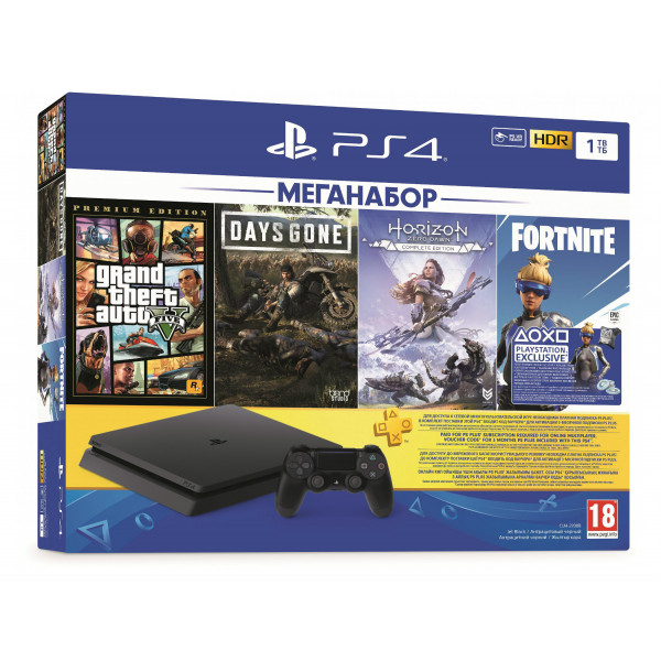 Фото - Ігрова приставка PlayStation 4 1ТВ (GTA 5, Days Gone, Horizon Zero Dawn (Complete Edition) , PS Plus)