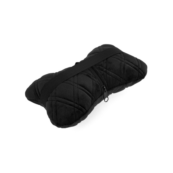 Фото - Автомобільна подушка на підголівник EVAtech з алькантари 27х16 см чорна з чорною ниткою, великий ромб SPALHRBB