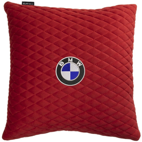Фото - Автомобільна подушка EVAtech BMW червона з червоною ниткою, малий ромб SPBALMRRRV005