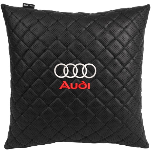 Фото - Автомобильная подушка EVAtech ECO 40x40 см Audi черная с черной нитью SPBCSBBV003