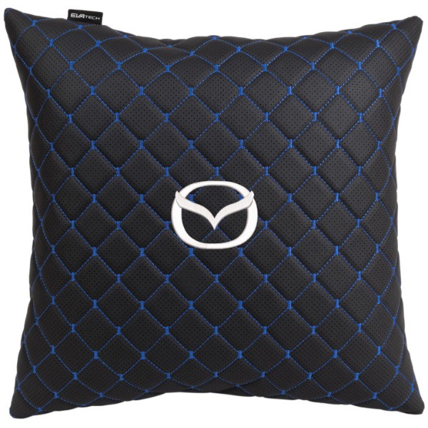 Фото - Автомобильная подушка EVAtech ECO 40x40 см Mazda черная с синей нитью SPBCSBLV099