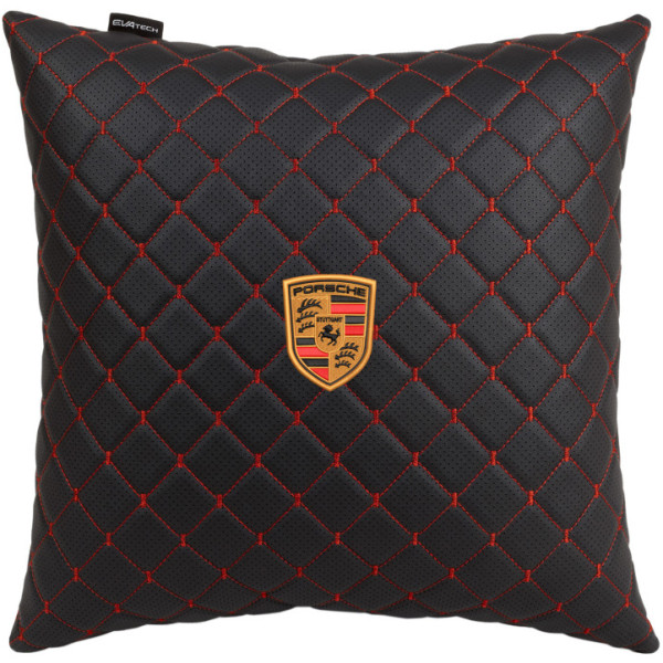 Фото - Автомобільна подушка EVAtech ECO 40x40 см Porsche чорна з червоною ниткою SPBCSBRV024 Фото - Автомобільна подушка EVAtech ECO 40x40 см Porsche чорна з червоною ниткою SPBCSBRV024