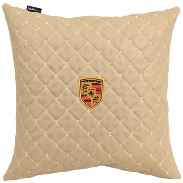 Фото - Автомобільна подушка EVAtech ECO 40x40 см Porsche бежева (SPBCSIIV024) Фото - Автомобільна подушка EVAtech ECO 40x40 см Porsche бежева (SPBCSIIV024)