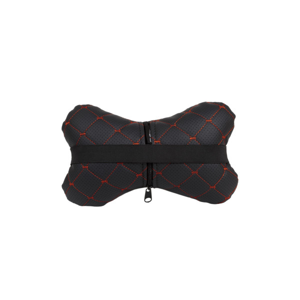 Фото - Автомобільна подушка на підголівник EVAtech ECO 27х16 см Volkswagen чорна з червоною ниткою SPCRBRV032