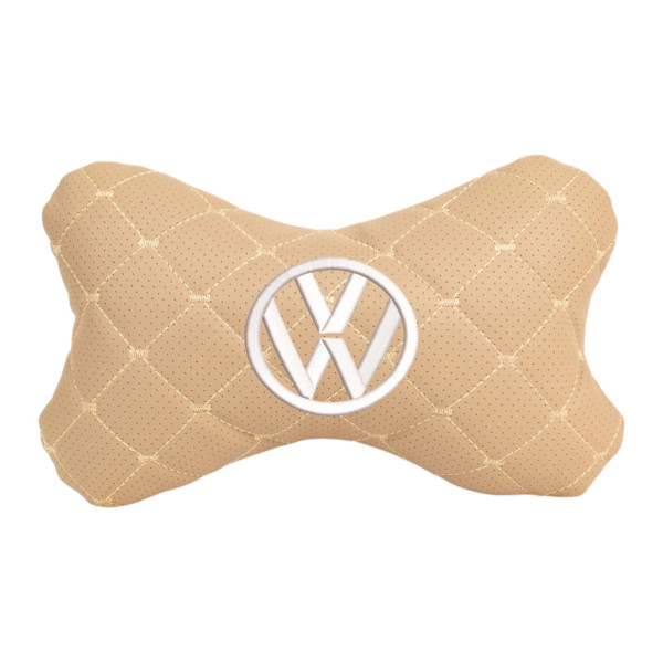 Фото - Автомобільна подушка на підголівник EVAtech ECO 27х16 см Volkswagen бежева з бежевою ниткою SPCRIIV032