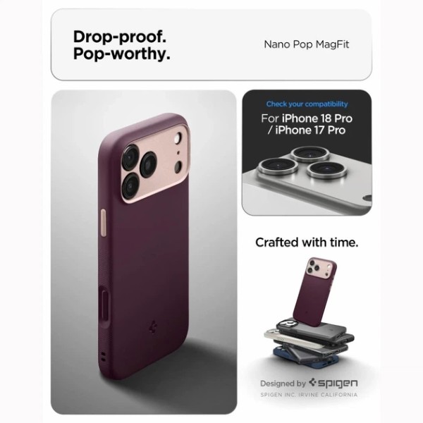 Фото - Чохол для смартфона Spigen Nano Pop MagSafe for iPhone 18 Pro Max/17 Pro Max Burgundy Bean (ACS12141)
