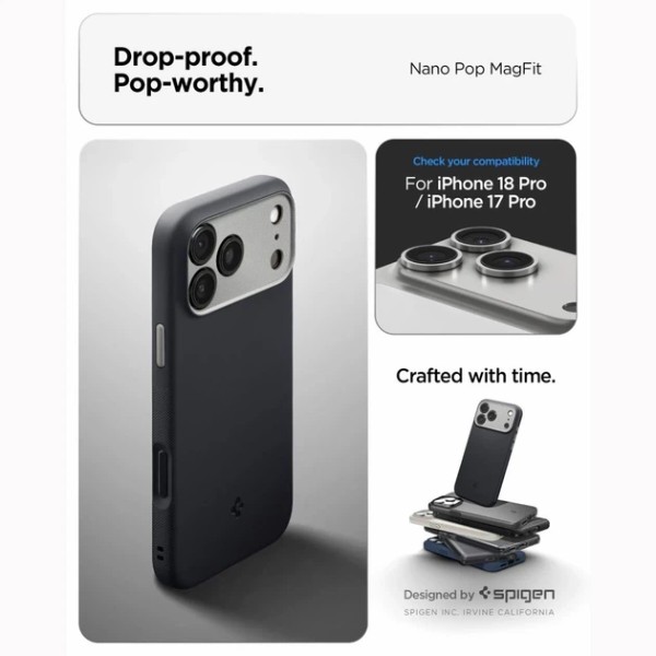 Фото - Чохол для смартфону Spigen Nano Pop MagSafe for iPhone 18 Pro/17 Pro Black Sesame (ACS12177)