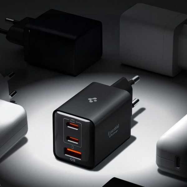 Фото - Мережевий зарядний пристрій Spigen Essential 47W Wall Charger 2Type-C + 1Type-A EE473EU black (ACH09465)