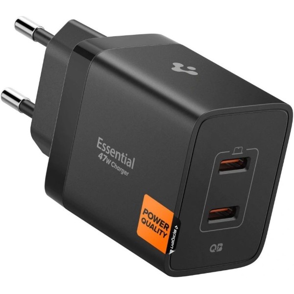 Фото - Мережевий зарядний пристрій Spigen Essential 47W Wall Charger 2Type-C EE472EU black (ACH09457)