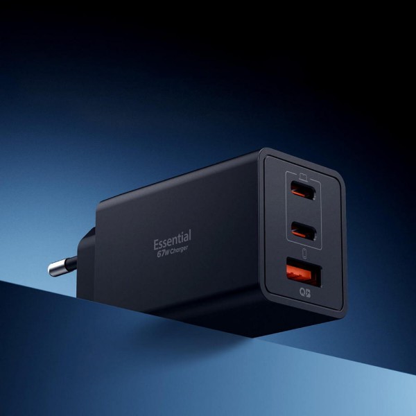 Фото - Мережевий зарядний пристрій Spigen Essential 67W Wall Charger 2Type-C + 1Type-A EE673EU black (ACH09458)