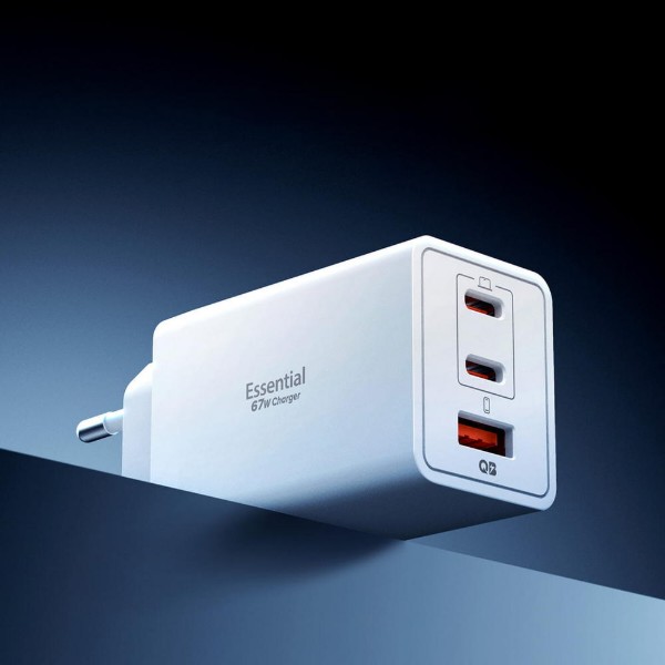 Фото - Мережевий зарядний пристрій Spigen Essential 67W Wall Charger 2Type-C+1Type-A EE673EU white (ACH08710)