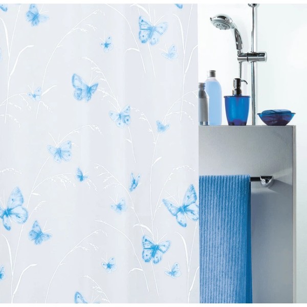 Фото - Шторка для ванной комнаты Spirella Butterfly pvc 180х200 голубая (10.28191)