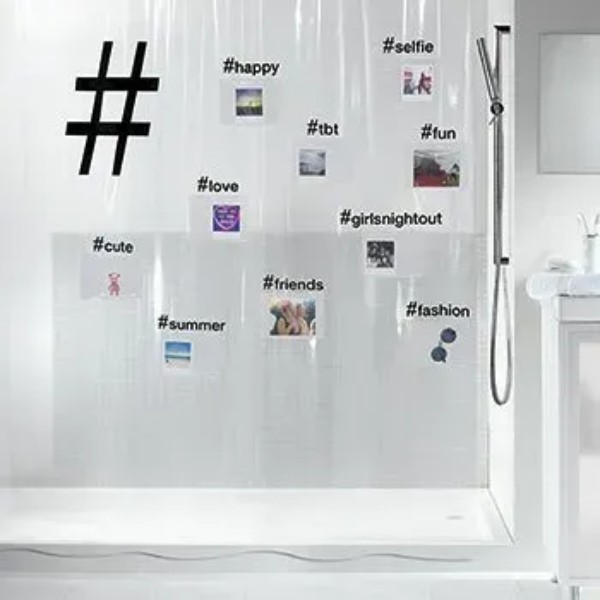 Фото - Шторка для ванной комнаты Spirella peva HASHTAG 180x200 см Black (10.20150)