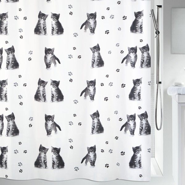 Фото - Шторка для ванной комнаты Spirella polyester KITTY PAW 180х200см Gray (10.19180)
