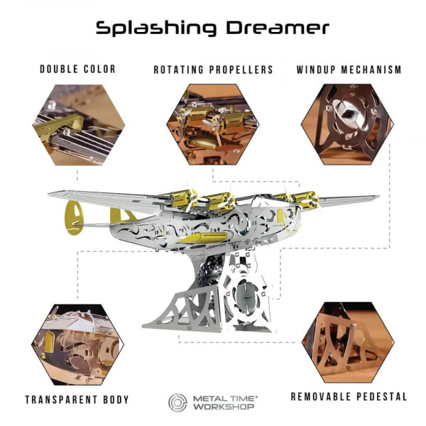 Фото - Металевий конструктор Metal Time Splashing Dreamer Механічний літак Боїнг-314 (MT053)