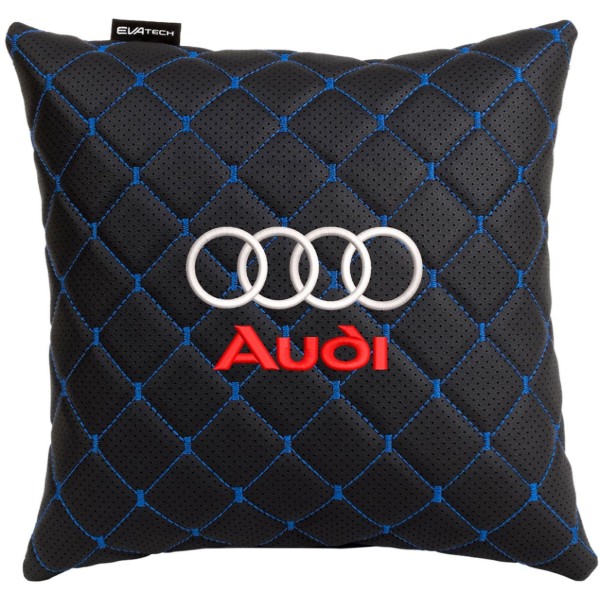 Фото - Автомобільна подушка EVAtech ECO Audi чорна з синьою ниткою (SPSCSBLV003)