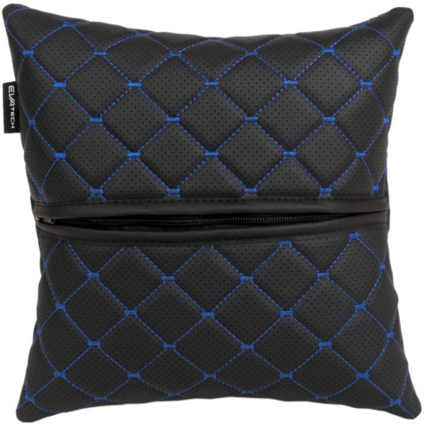 Фото - Автомобільна подушка EVAtech ECO Volkswagen чорна з синьою ниткою (SPSCSBLV032)