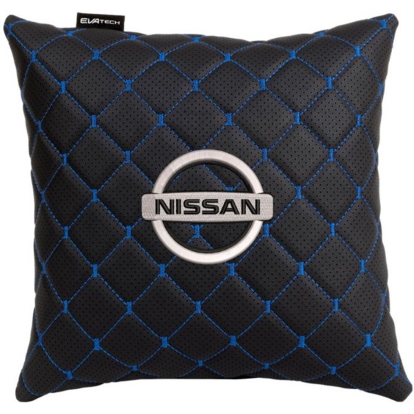 Фото - Автомобильная подушка EVAtech ECO Nissan черная с синей нитью (SPSCSBLV021)