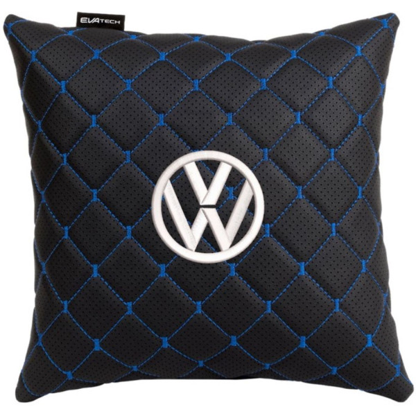Фото - Автомобільна подушка EVAtech ECO Volkswagen чорна з синьою ниткою (SPSCSBLV032)