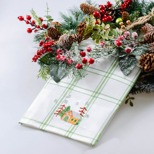 Фото - Полотенце кухонное Home Line 45х70 КЛЕТОЧКА ЗЕЛЕНАЯ (180064)