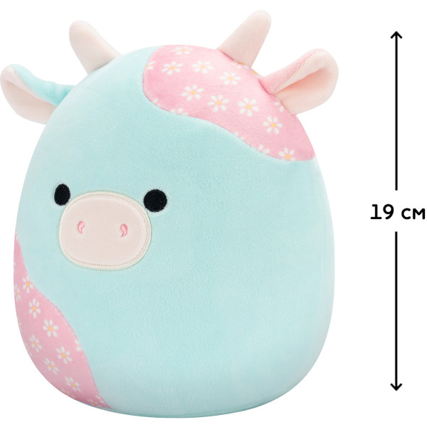 Фото - Мягкая игрушка животное SQUISHMALLOWS МЯТНАЯ ПАСТЕЛЬНАЯ КОРОВКА 19 см (SQER01209)