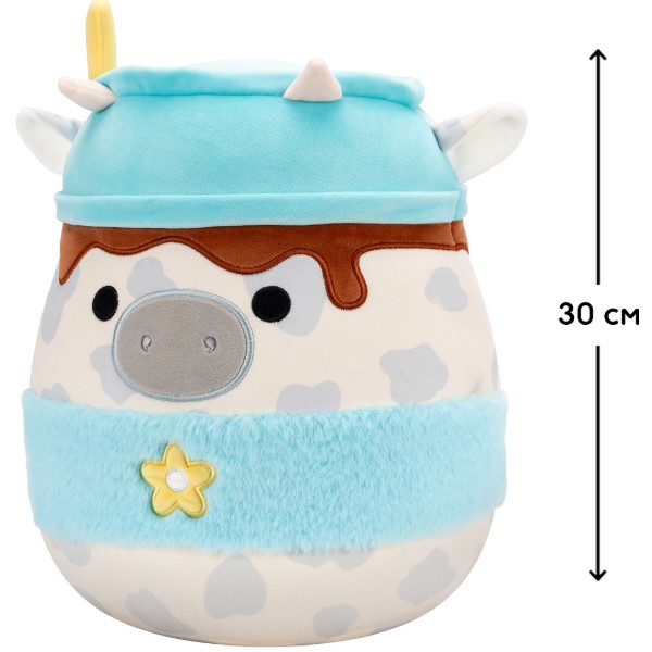 Фото - М'яка іграшка SQUISHMALLOWS СІРА КОРІВКА 30 см (SQER01263)