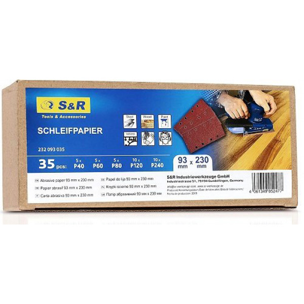 Фото - Лист шліфувальний S&R Velcro 3х230 мм 35 шт. (232093035)