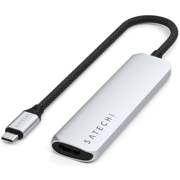 Фото - Хаб USB Satechi 4-in-1 USB-C Slim Multiport Adapter 4K Silver (ST-P4SS)