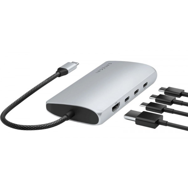 Фото - Хаб USB Satechi USB-C Multiport Adapter 8K with Ethernet V3 Silver (ST-P8KES)
