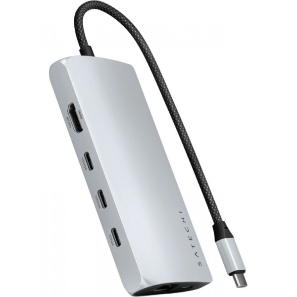 Фото - Хаб USB Satechi USB-C Multiport Adapter 8K with Ethernet V3 Silver (ST-P8KES)