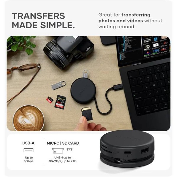 Фото - Хаб USB Satechi OntheGo 7-in-1 USB-C Multiport Adapter Space Black (ST-POTG7C)