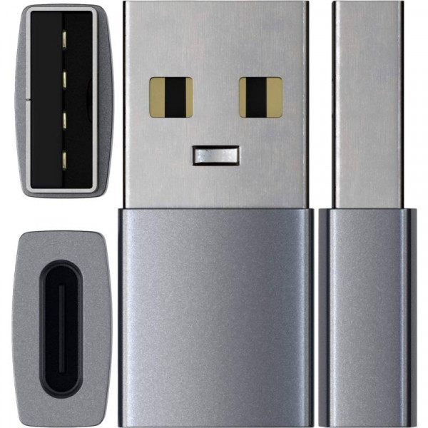 Фото - Перехідник Satechi Aluminum Type-A to Type-C Adapter Space Gray (ST-TAUCM)