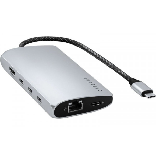 Фото - Хаб USB Satechi USB-C Multiport Adapter 8K with Ethernet V3 Silver (ST-P8KES)