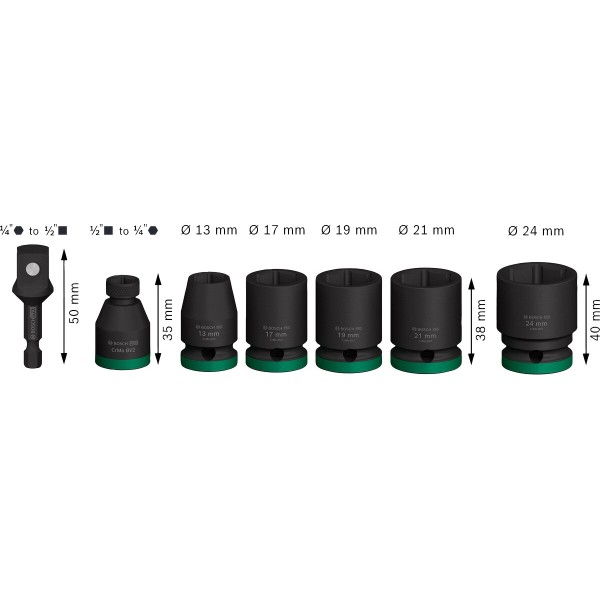Фото - Набор торцевых головок Bosch Professional Standart 7 шт. 1/2" с адаптером (2.608.003.032)